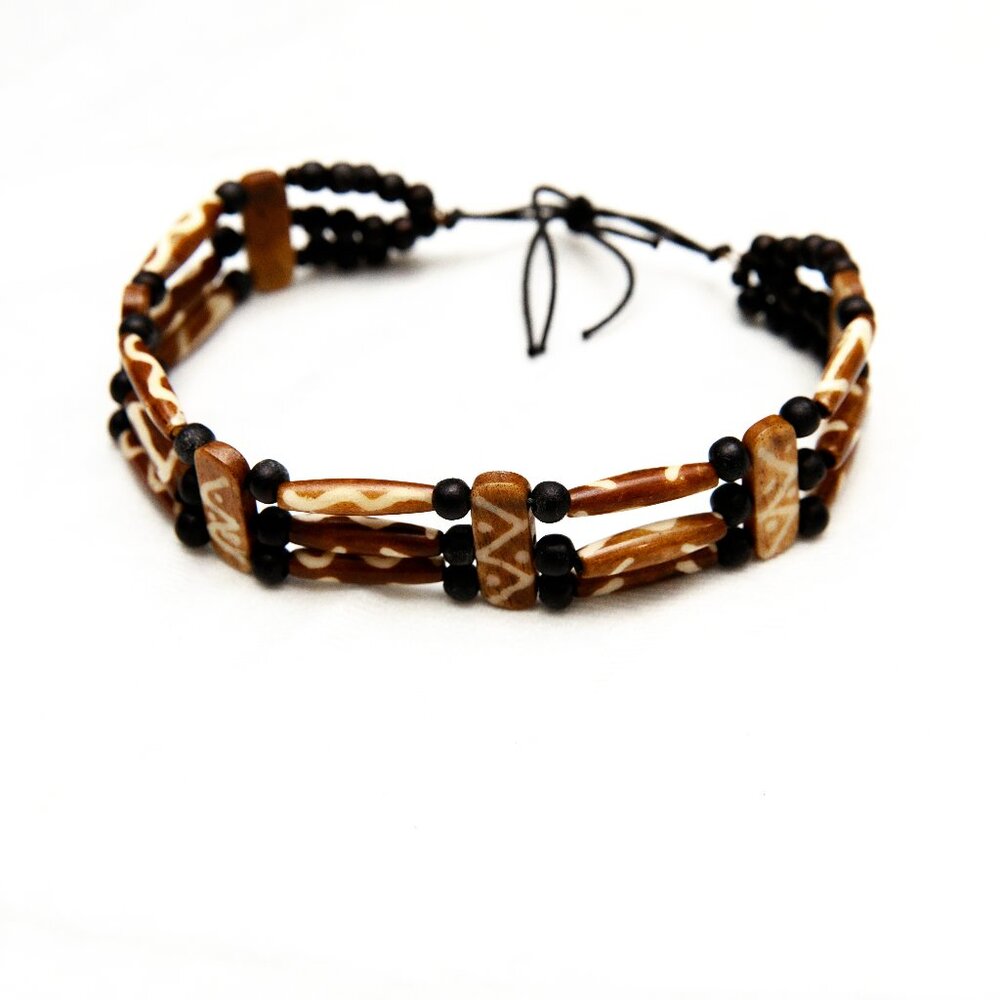 Vintage Bone Tribal Choker Necklace Native American